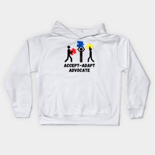 Accept Adapt Advocate-Autism Awareness Kids Hoodie